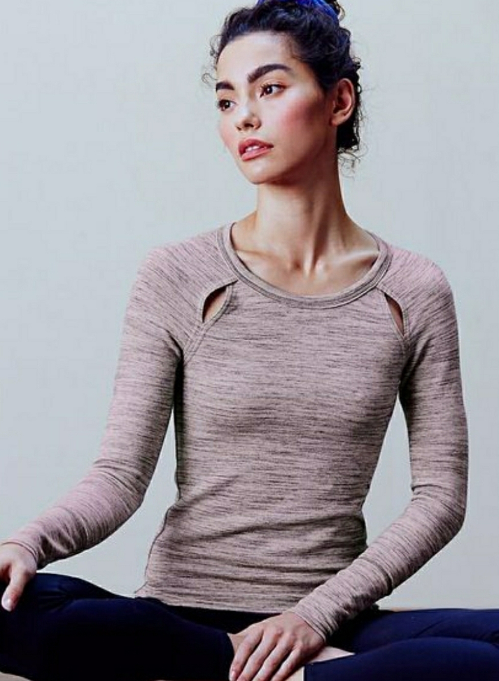 Free People Movement "Peekaboo" Cutout Terry Top/Sweatshirt. Size: Medium